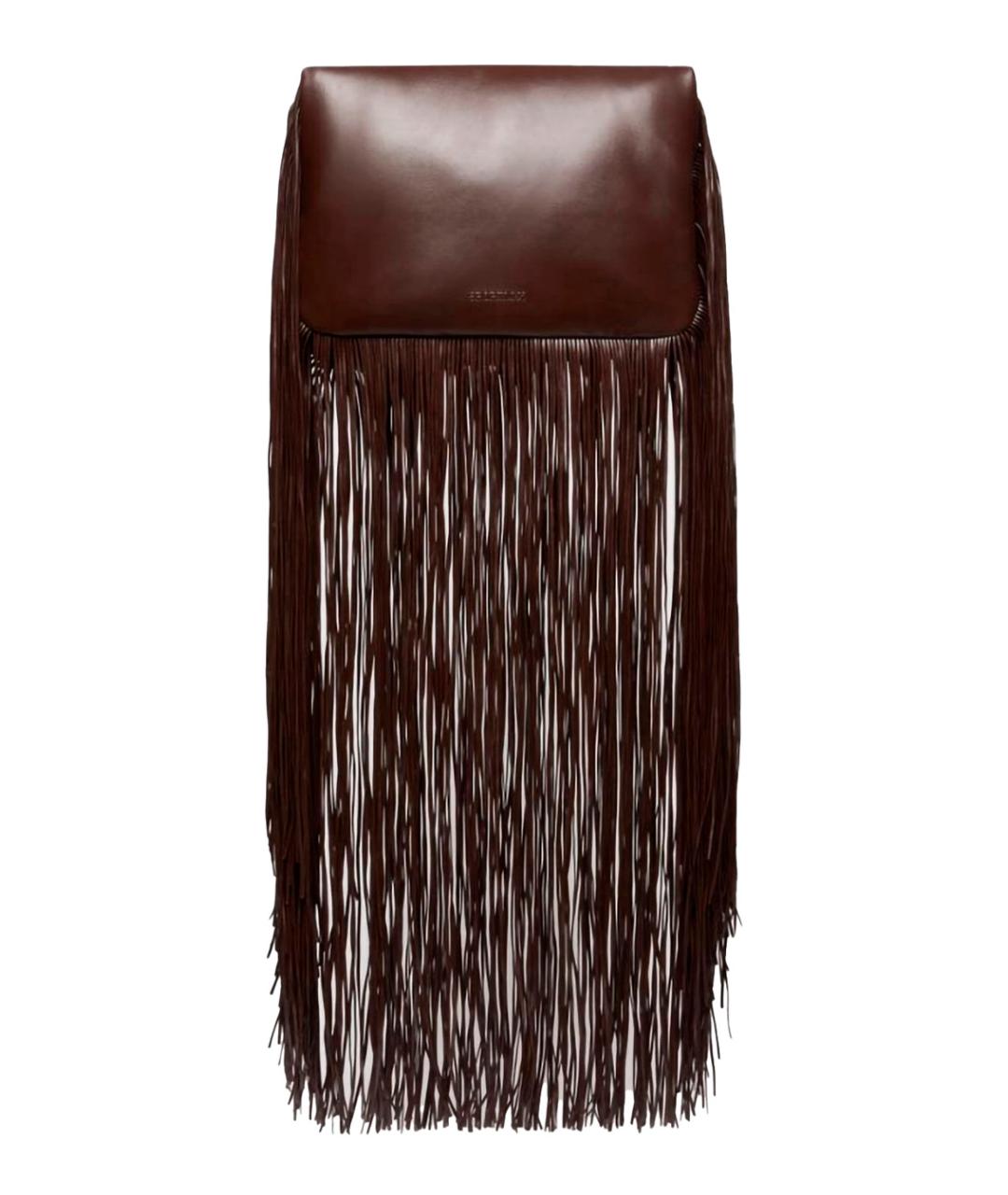 SPORTMAX Коричневая кожаная сумка с короткими ручками, фото 1