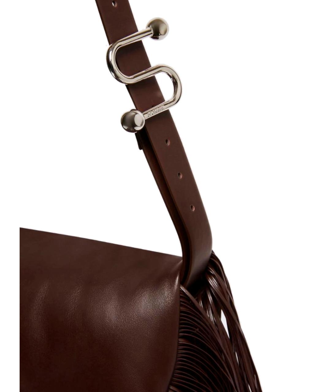 SPORTMAX Коричневая кожаная сумка с короткими ручками, фото 3