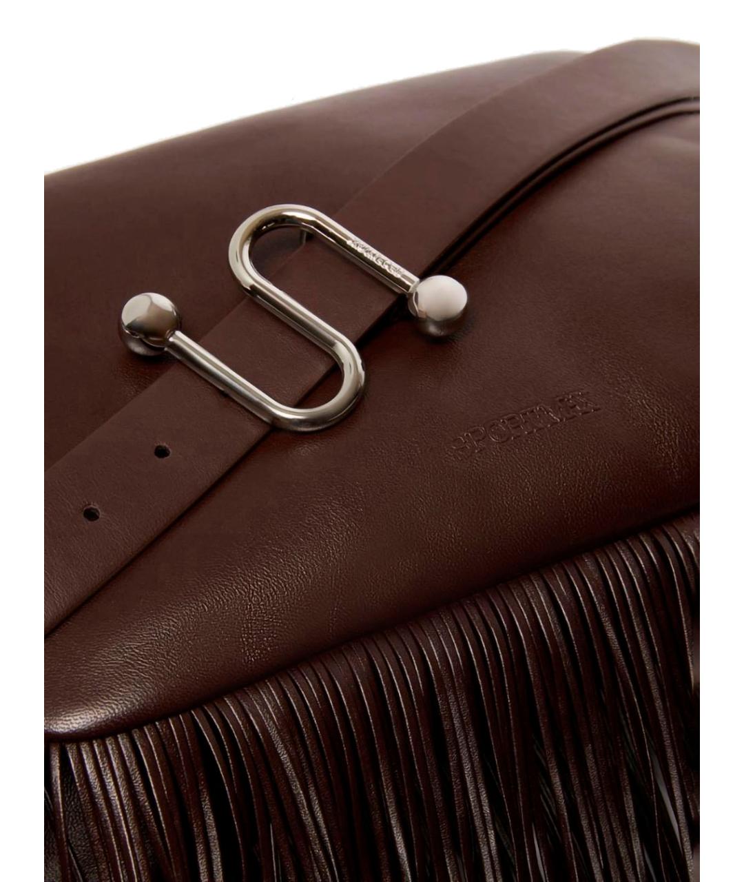 SPORTMAX Коричневая кожаная сумка с короткими ручками, фото 4