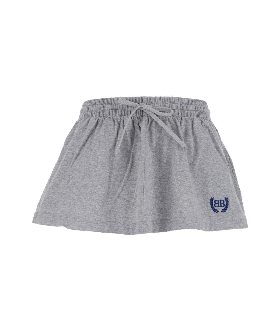 BALENCIAGA Серая хлопковая юбка мини, фото 1