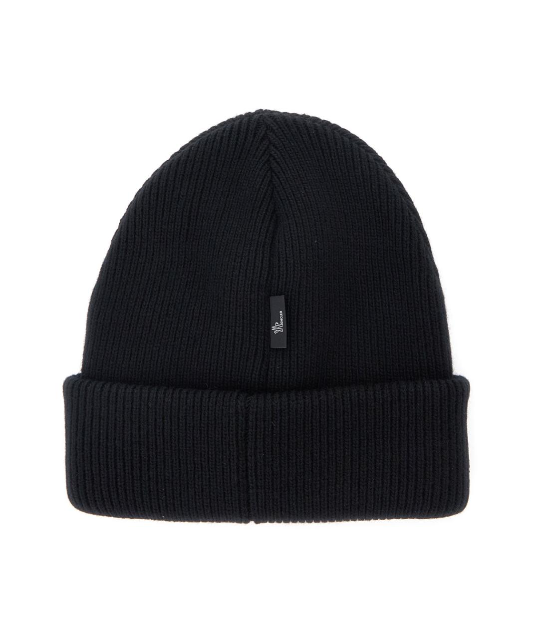 MONCLER GRENOBLE Черная шерстяная шапка, фото 2