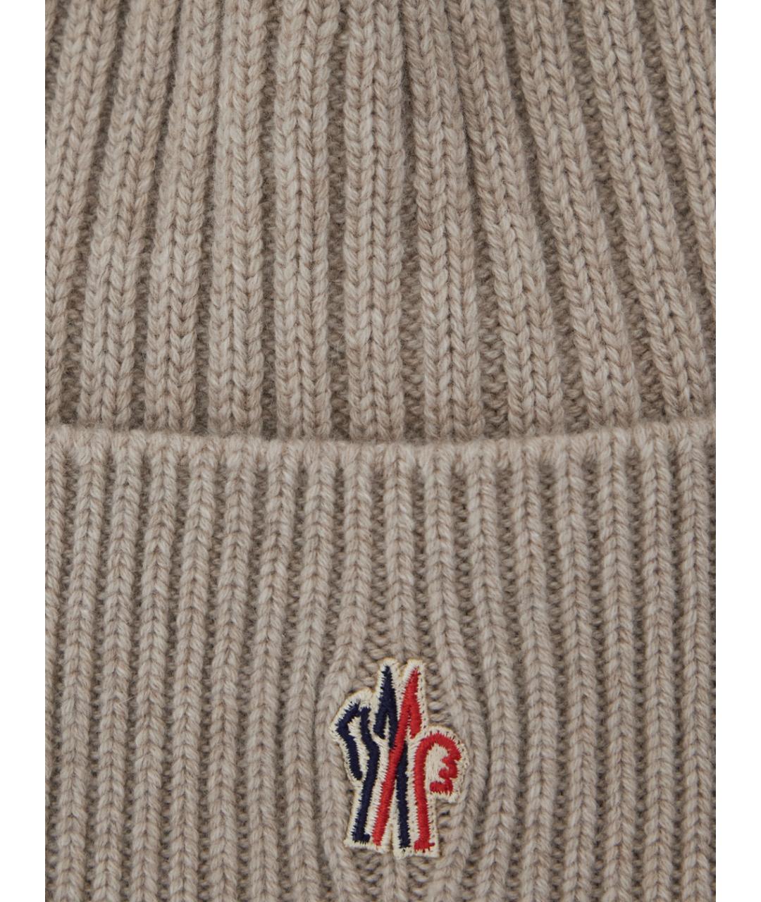 MONCLER GRENOBLE Бежевая кашемировая шапка, фото 3