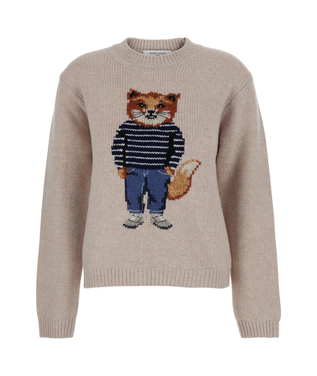 MAISON KITSUNE Бежевый шерстяной джемпер / свитер, фото 1