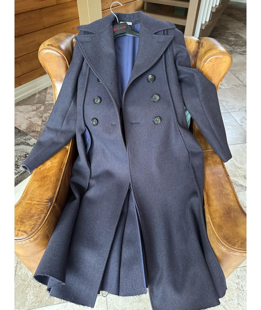 BOTTEGA VENETA Темно-синее шерстяное пальто, фото 3