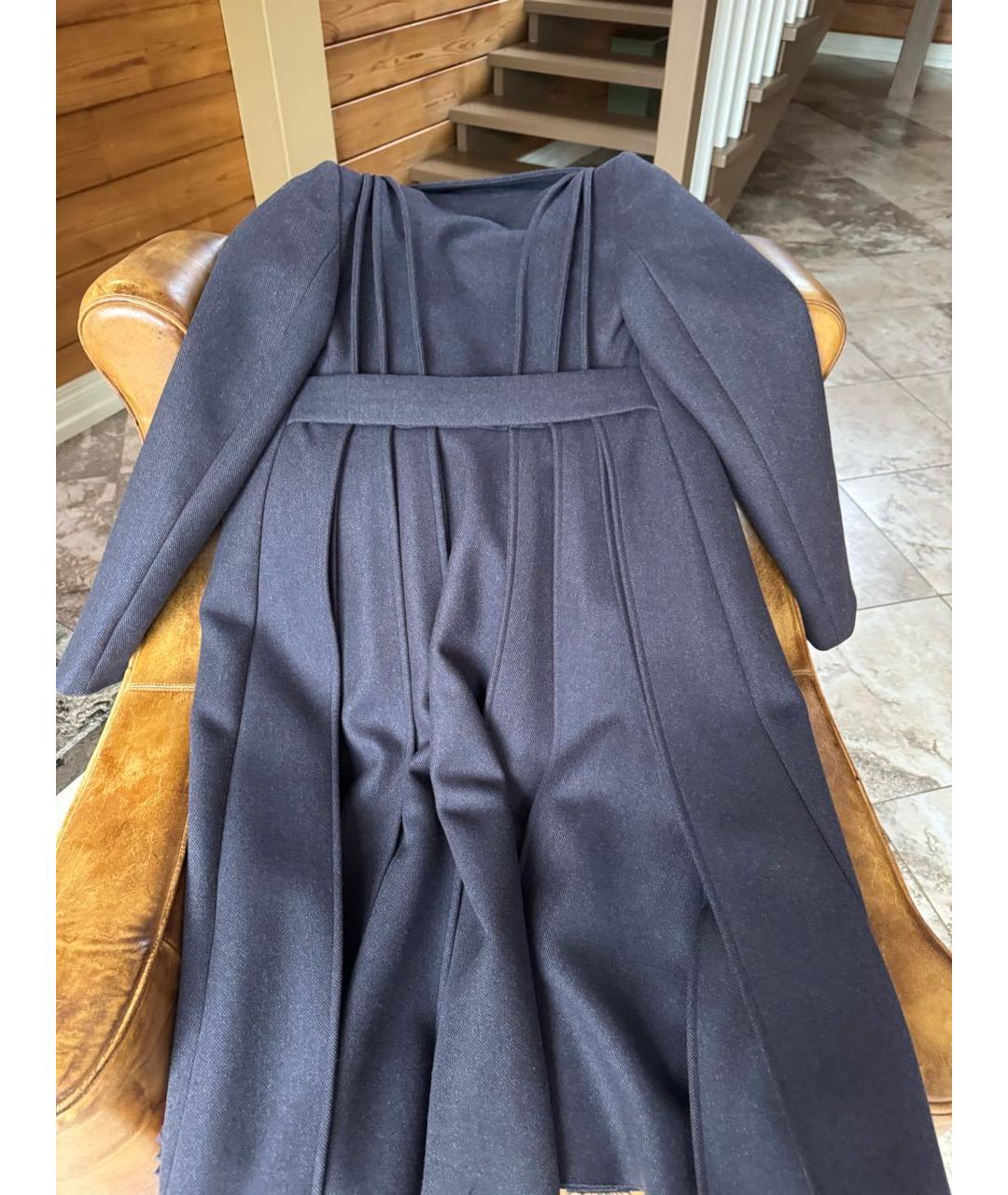 BOTTEGA VENETA Темно-синее шерстяное пальто, фото 6