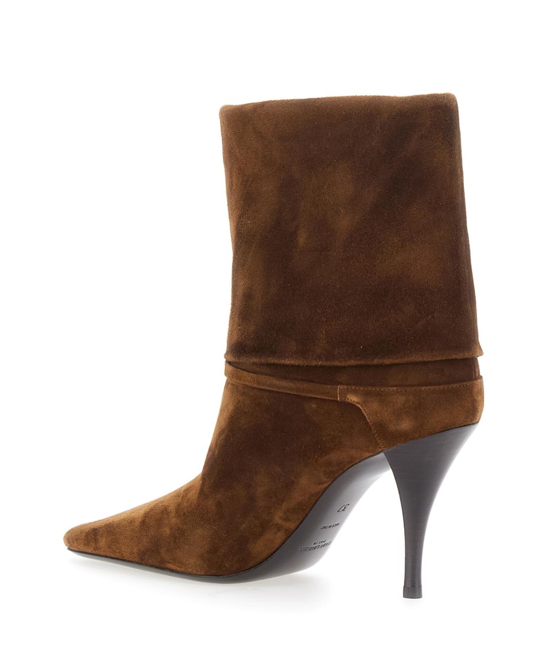 SAINT LAURENT Коричневые замшевые ботильоны, фото 3