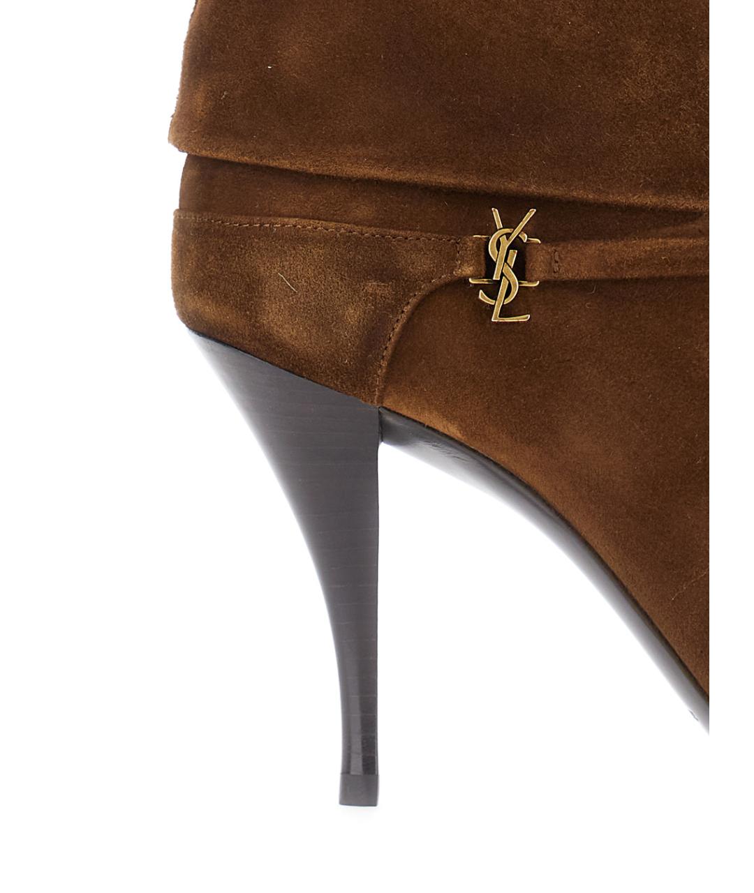 SAINT LAURENT Коричневые замшевые ботильоны, фото 4