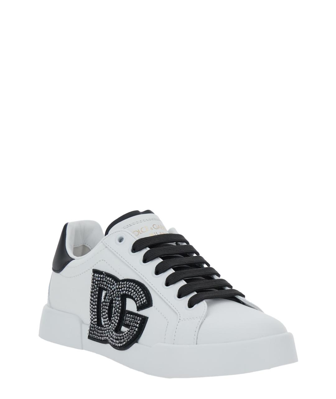 DOLCE&GABBANA Белые кожаные кроссовки, фото 2