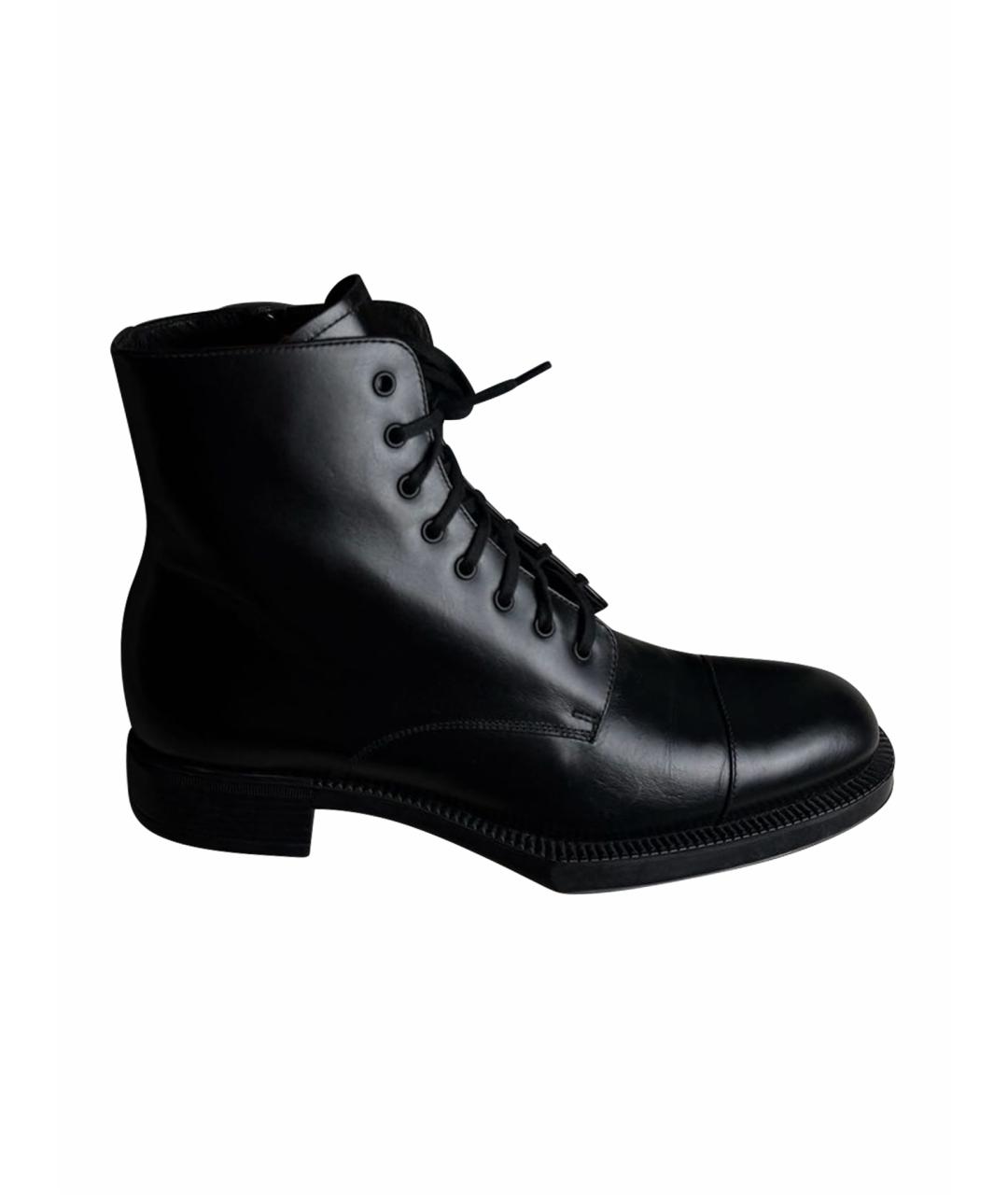 PRADA Черные кожаные ботинки, фото 1