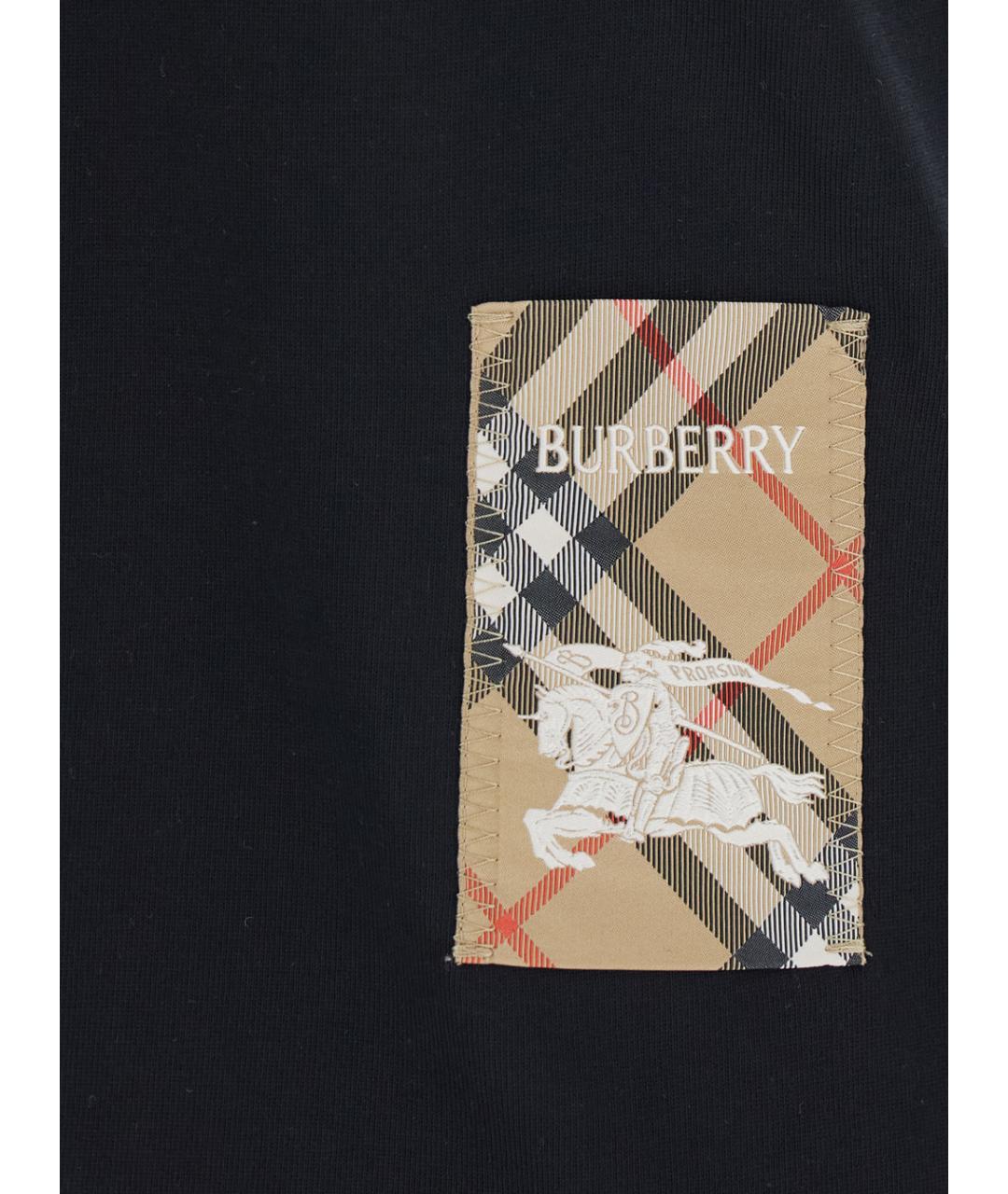 BURBERRY Черная хлопковая футболка, фото 3
