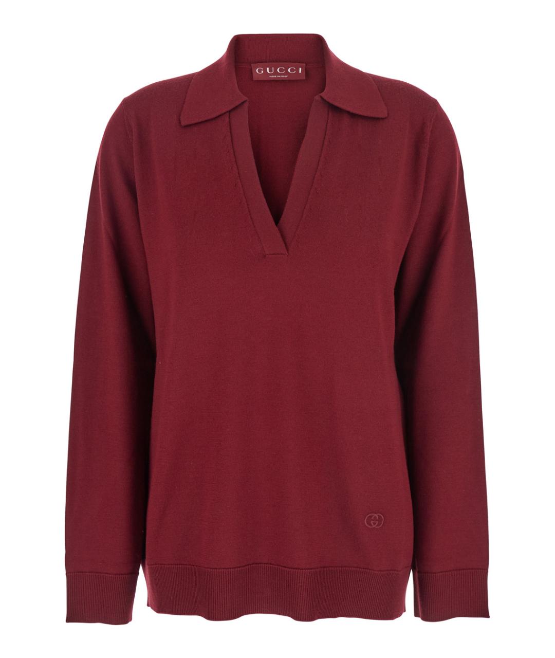 GUCCI Бордовый шерстяной джемпер / свитер, фото 1
