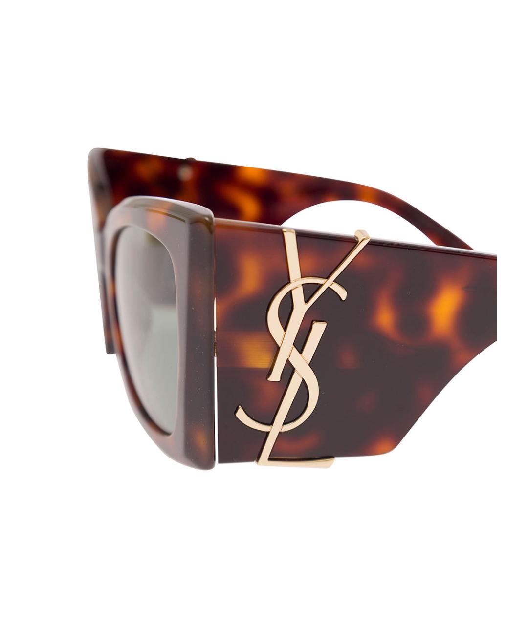SAINT LAURENT Коричневые пластиковые солнцезащитные очки, фото 3