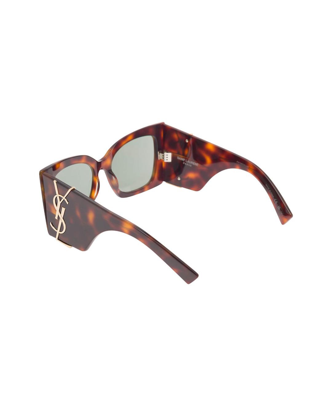 SAINT LAURENT Коричневые пластиковые солнцезащитные очки, фото 2