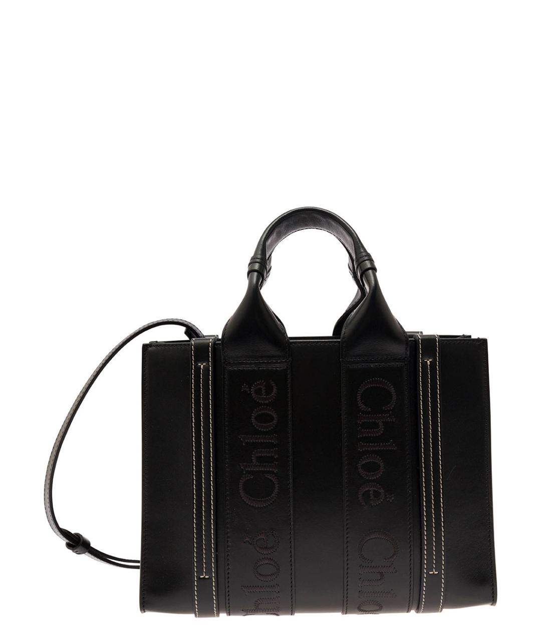 CHLOE Черная кожаная сумка тоут, фото 1