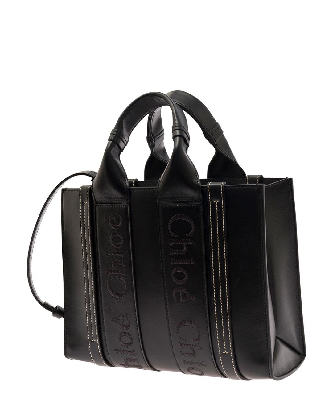 CHLOE Черная кожаная сумка тоут, фото 2