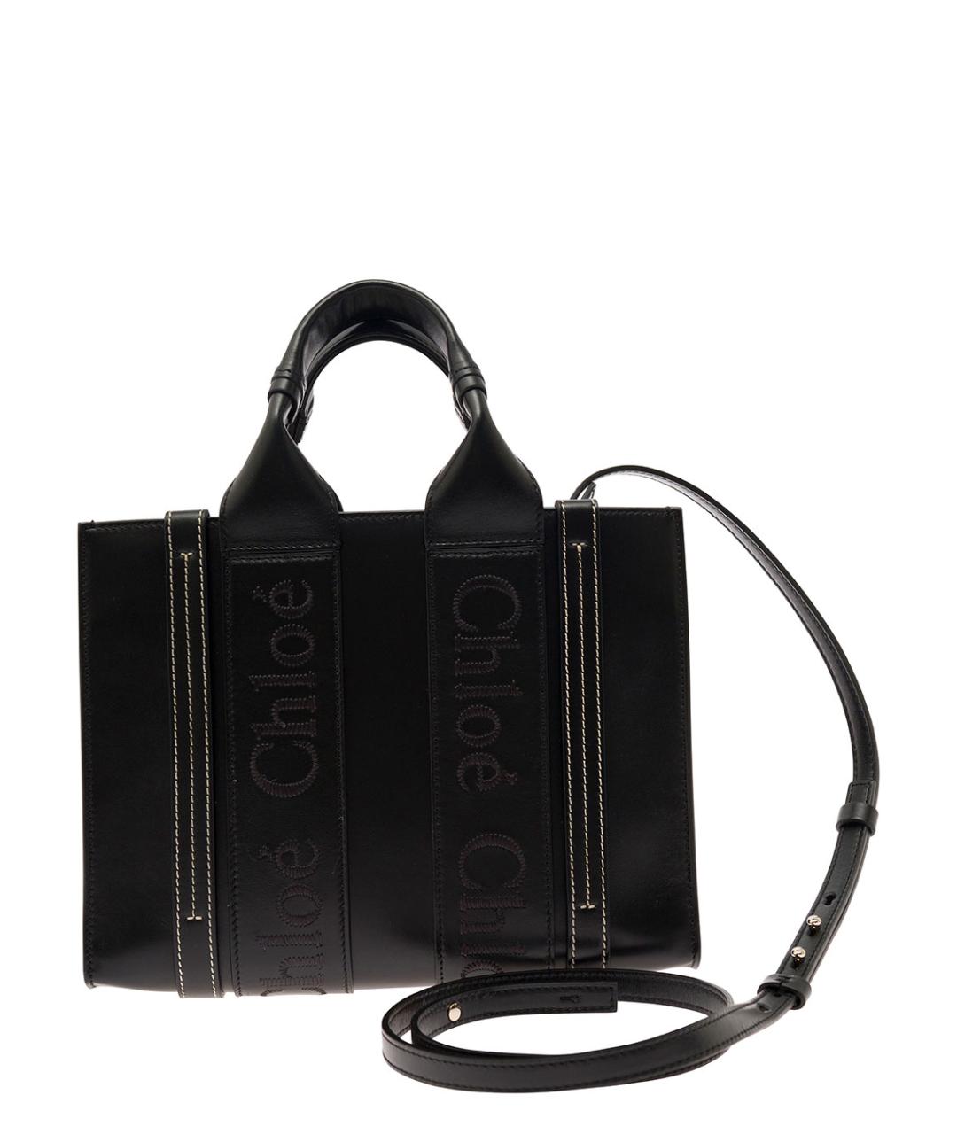 CHLOE Черная кожаная сумка тоут, фото 4