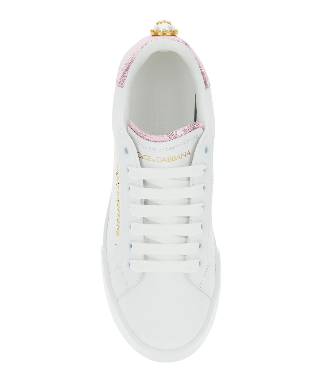 DOLCE&GABBANA Белые кожаные кроссовки, фото 4