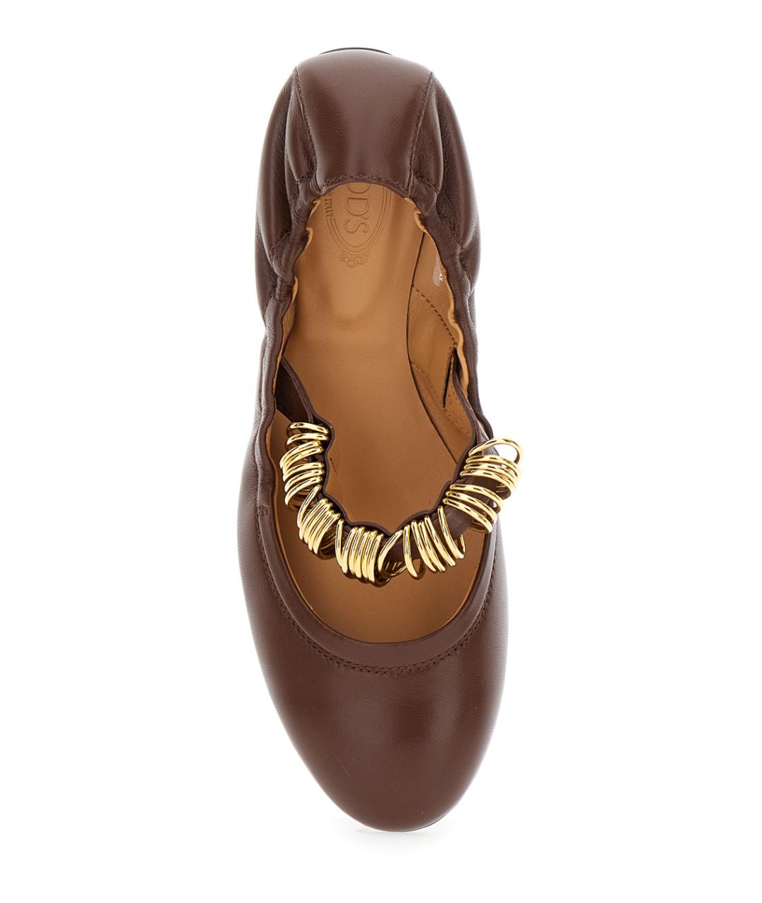 TOD'S Коричневые кожаные балетки, фото 4
