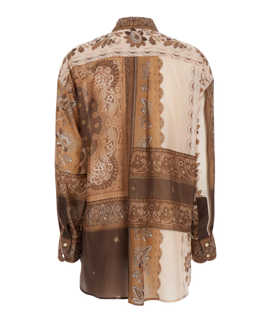 ZIMMERMANN Коричневая шелковая рубашка, фото 2