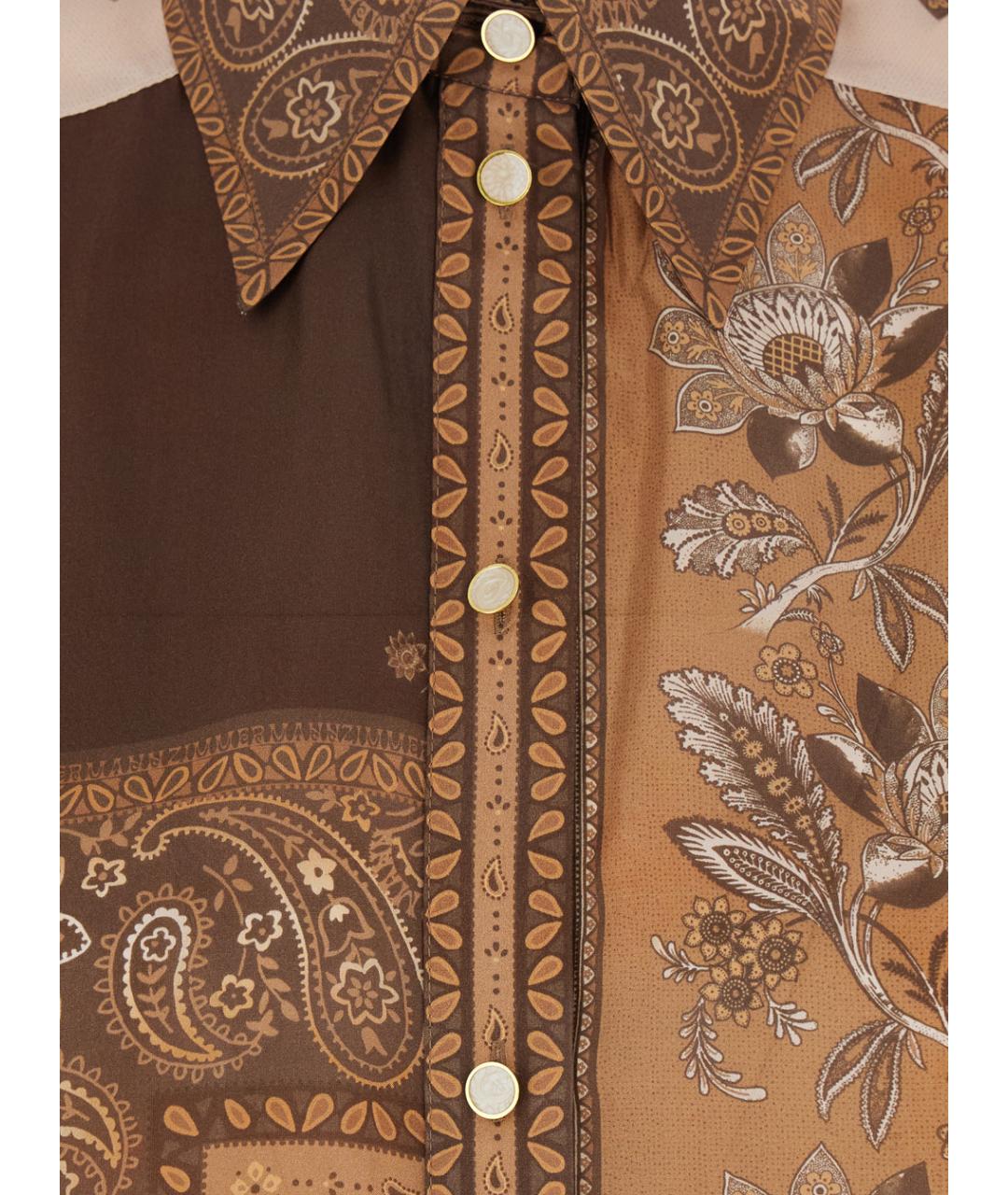 ZIMMERMANN Коричневая шелковая рубашка, фото 3
