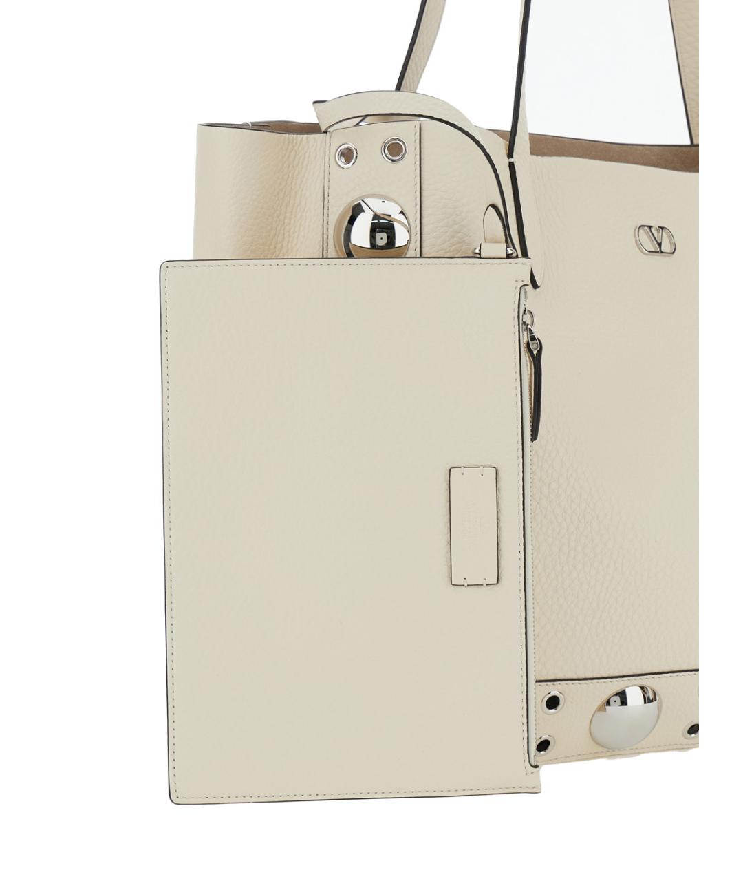 VALENTINO Белая кожаная сумка тоут, фото 3