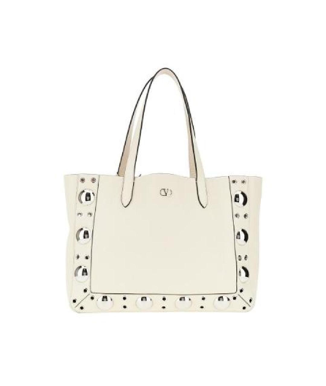 VALENTINO Белая кожаная сумка тоут, фото 1