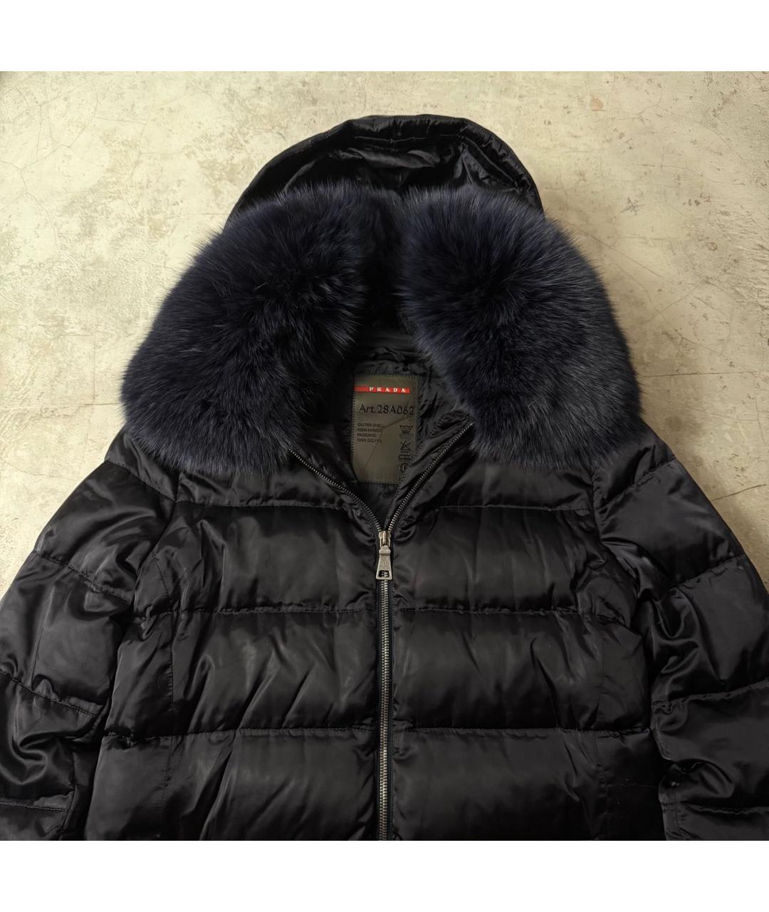 PRADA Темно-синий полиамидовый пуховик, фото 2