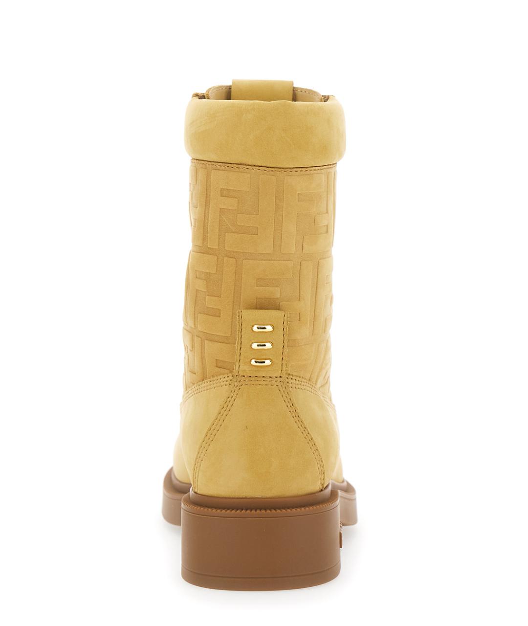FENDI Бежевые кожаные ботинки, фото 4