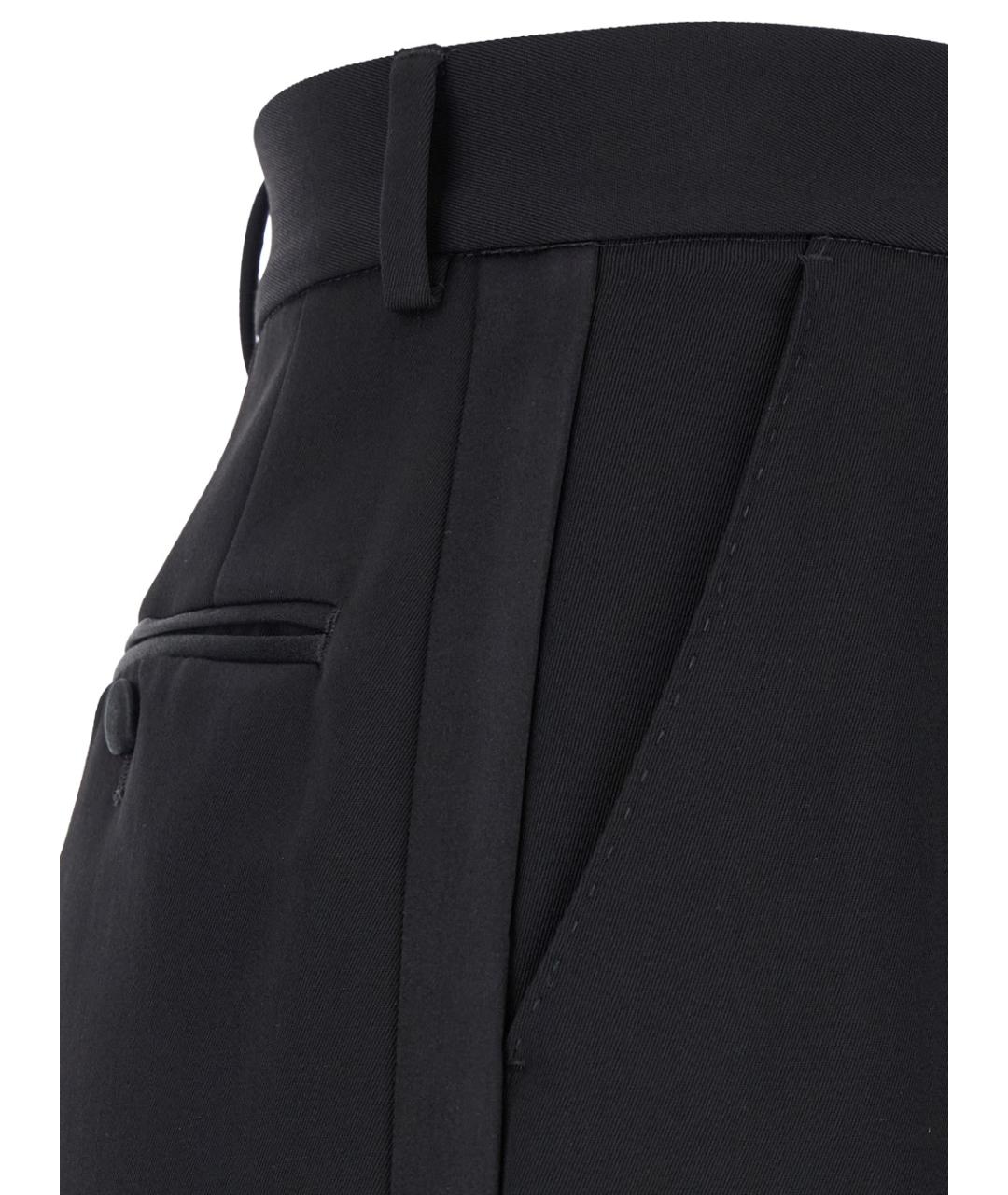 DOLCE&GABBANA Черные шерстяные прямые брюки, фото 3
