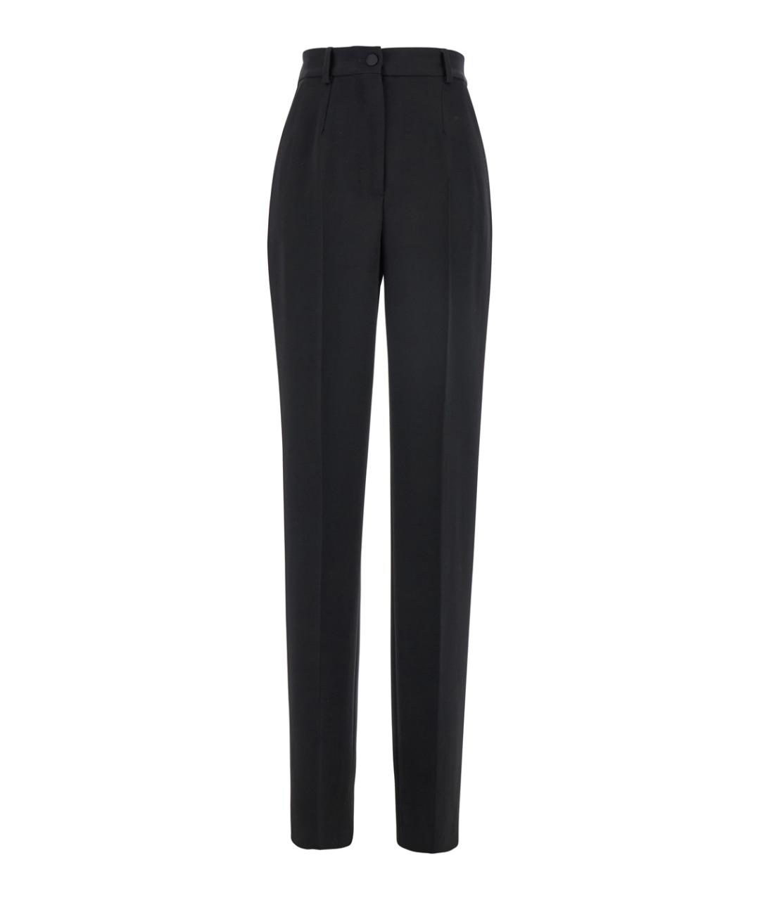 DOLCE&GABBANA Черные шерстяные прямые брюки, фото 1