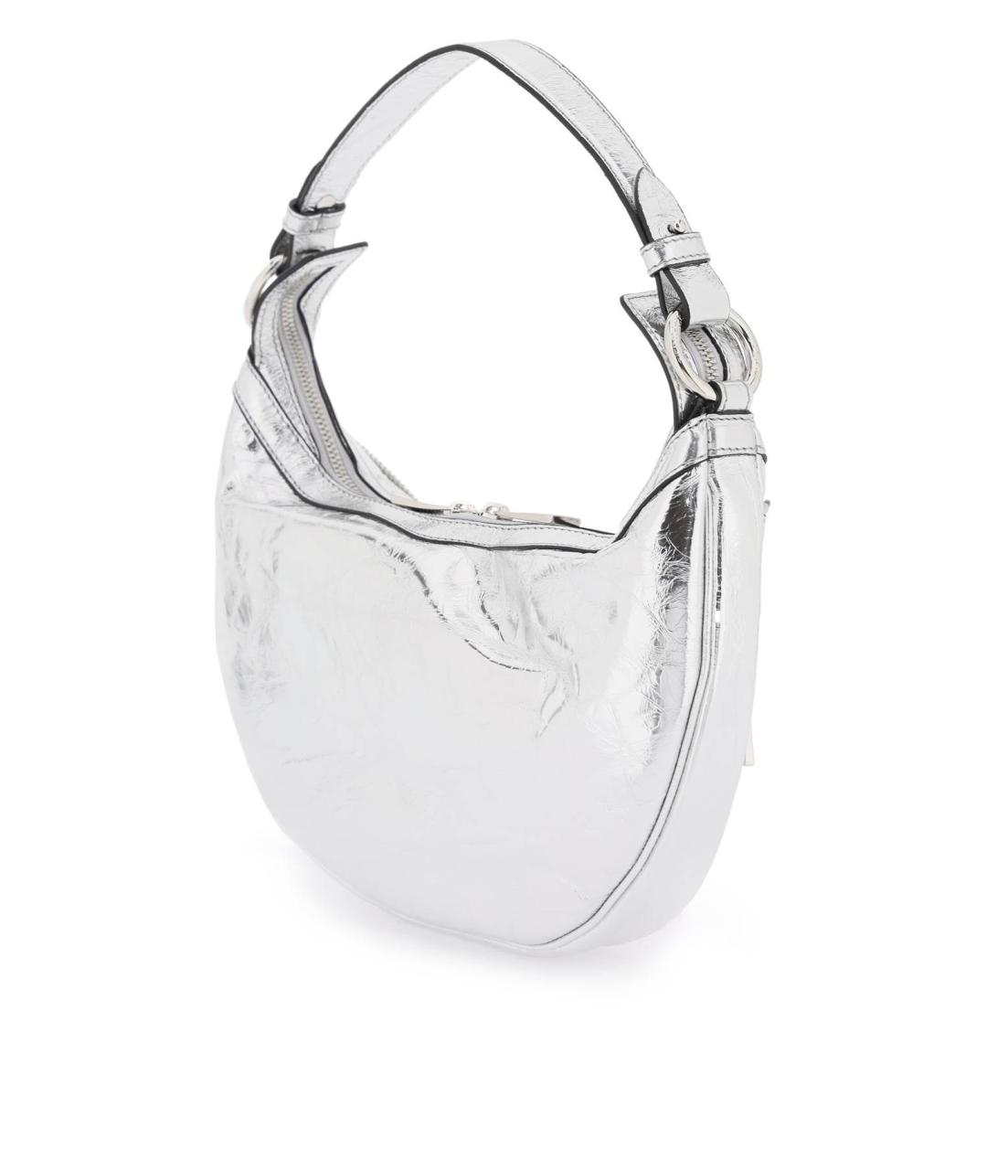 VERSACE Серебряная кожаная сумка с короткими ручками, фото 3