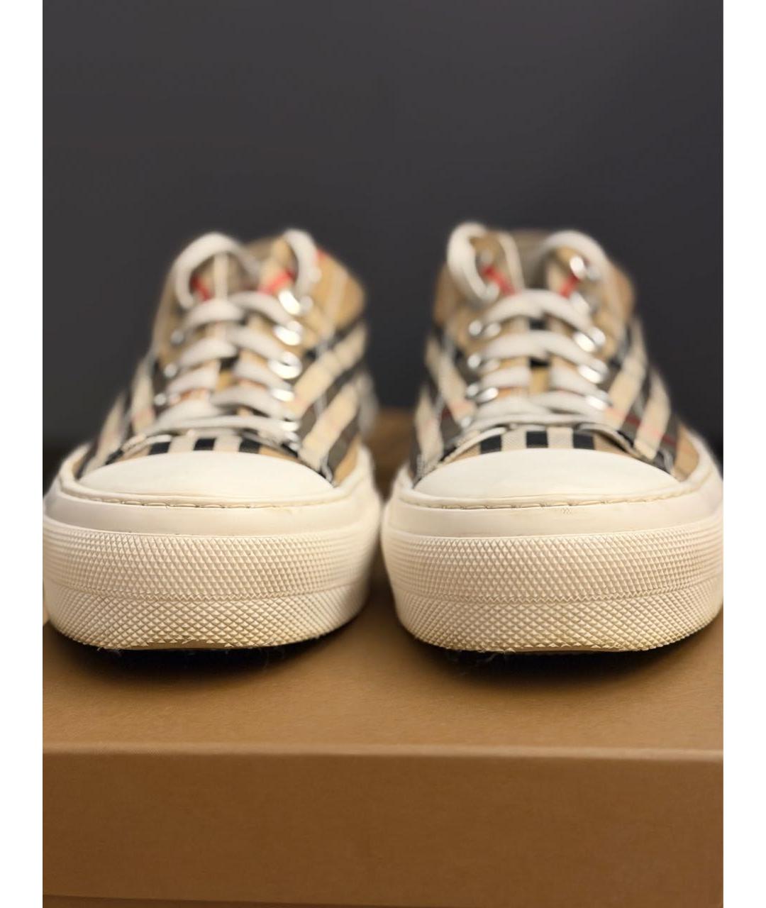 BURBERRY Коричневые текстильные низкие кроссовки / кеды, фото 2