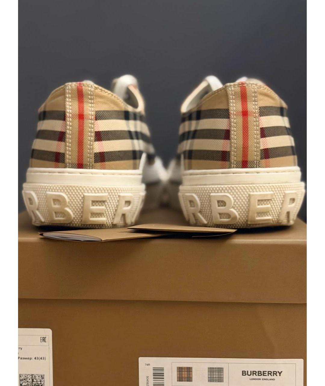 BURBERRY Коричневые текстильные низкие кроссовки / кеды, фото 4