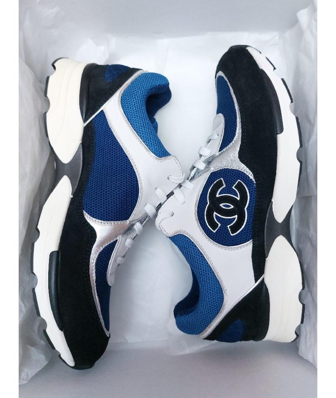 CHANEL Синие текстильные кроссовки, фото 6