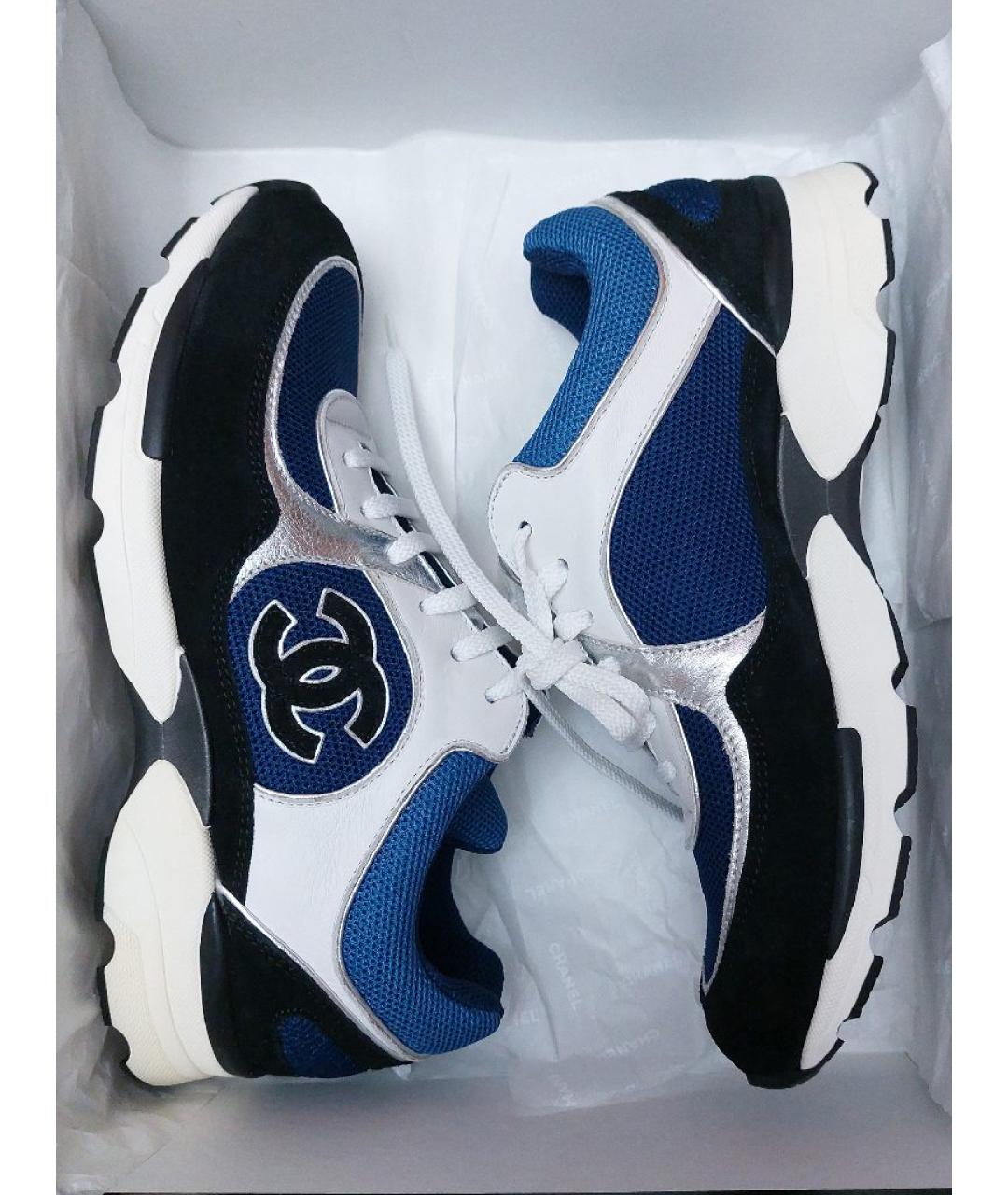 CHANEL Синие текстильные кроссовки, фото 4