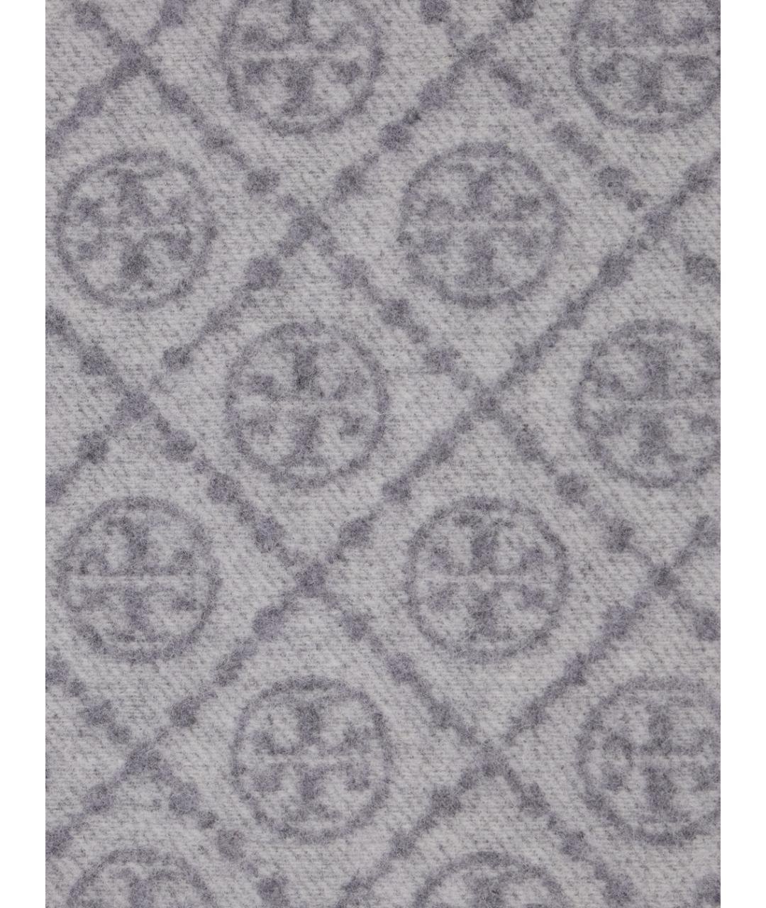 TORY BURCH Серый шерстяной шарф, фото 3