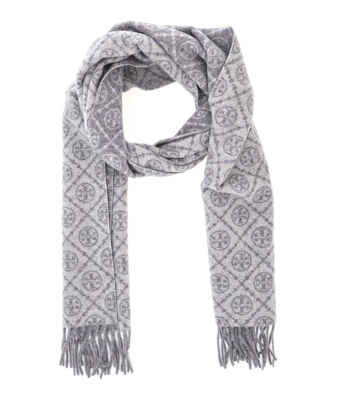 TORY BURCH Серый шерстяной шарф, фото 2