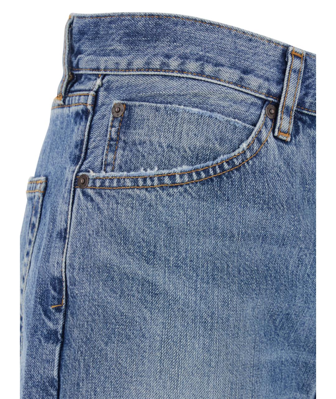 FRAME Синие хлопковые прямые джинсы, фото 3