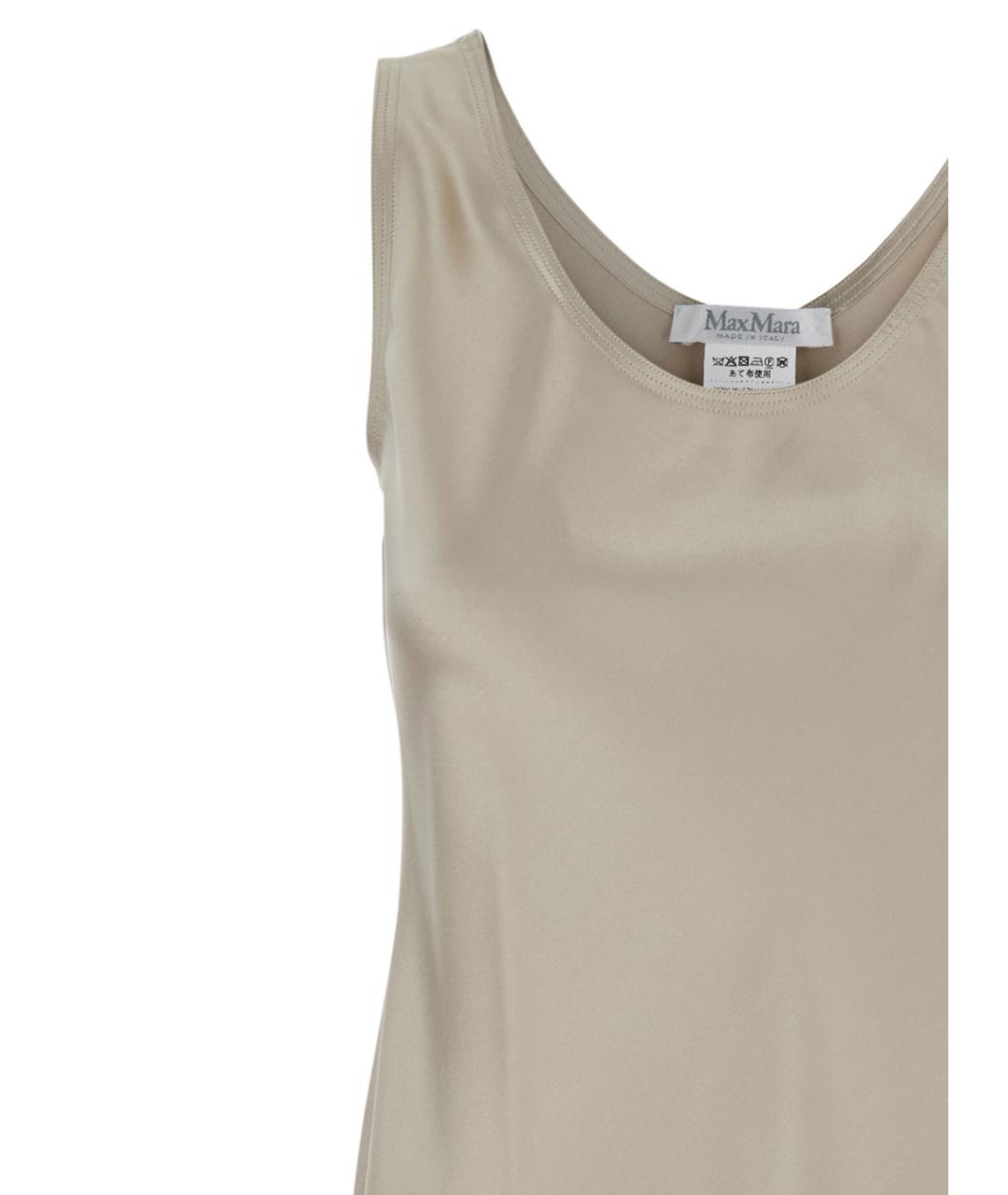 MAX MARA Бежевое шелковое повседневное платье, фото 3