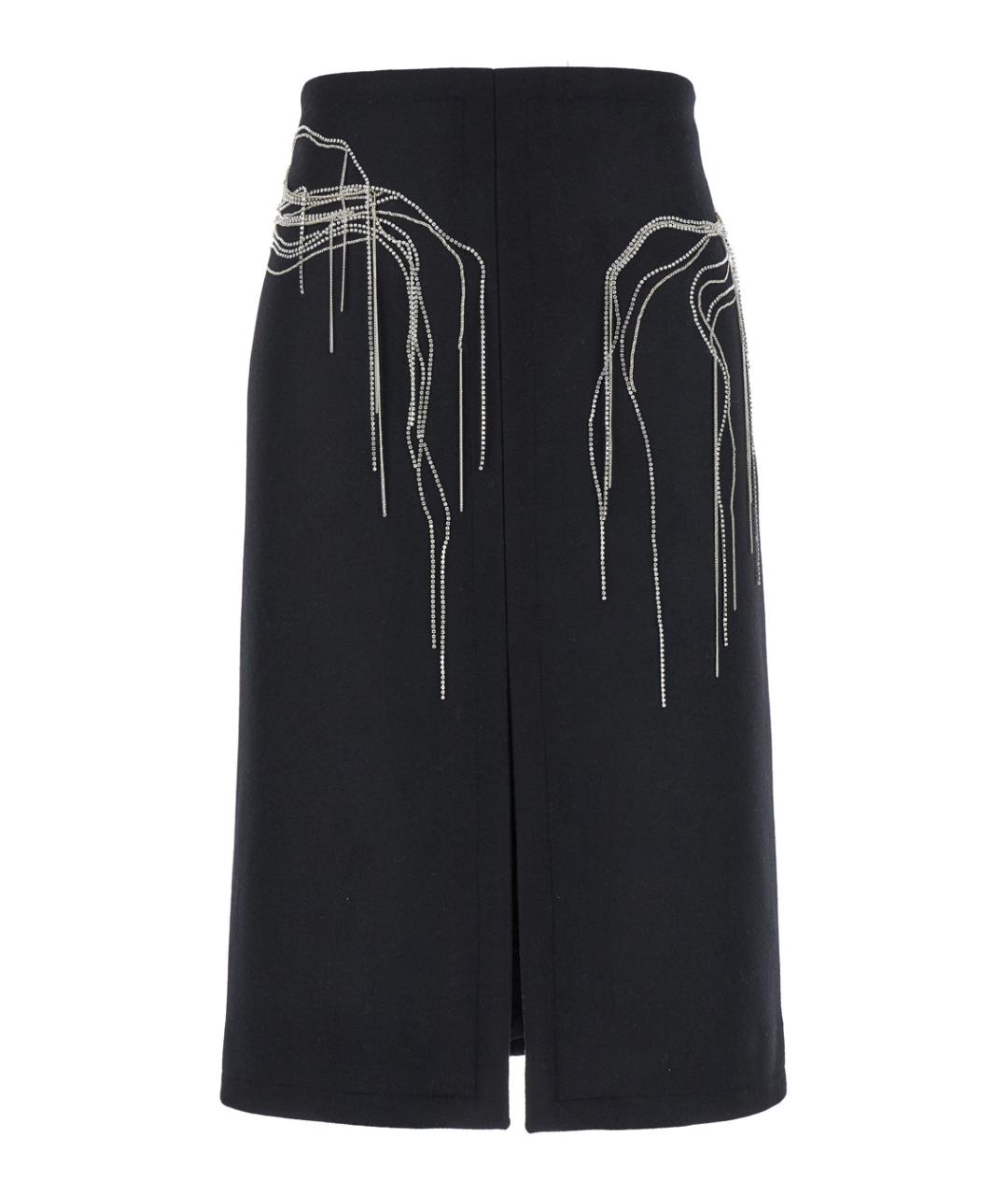 DRIES VAN NOTEN Черная шерстяная юбка миди, фото 1