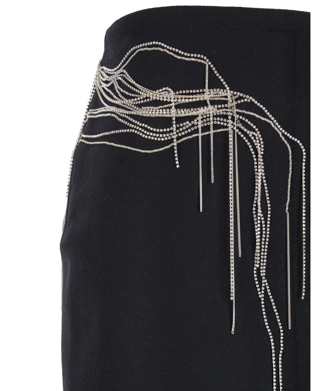 DRIES VAN NOTEN Черная шерстяная юбка миди, фото 3