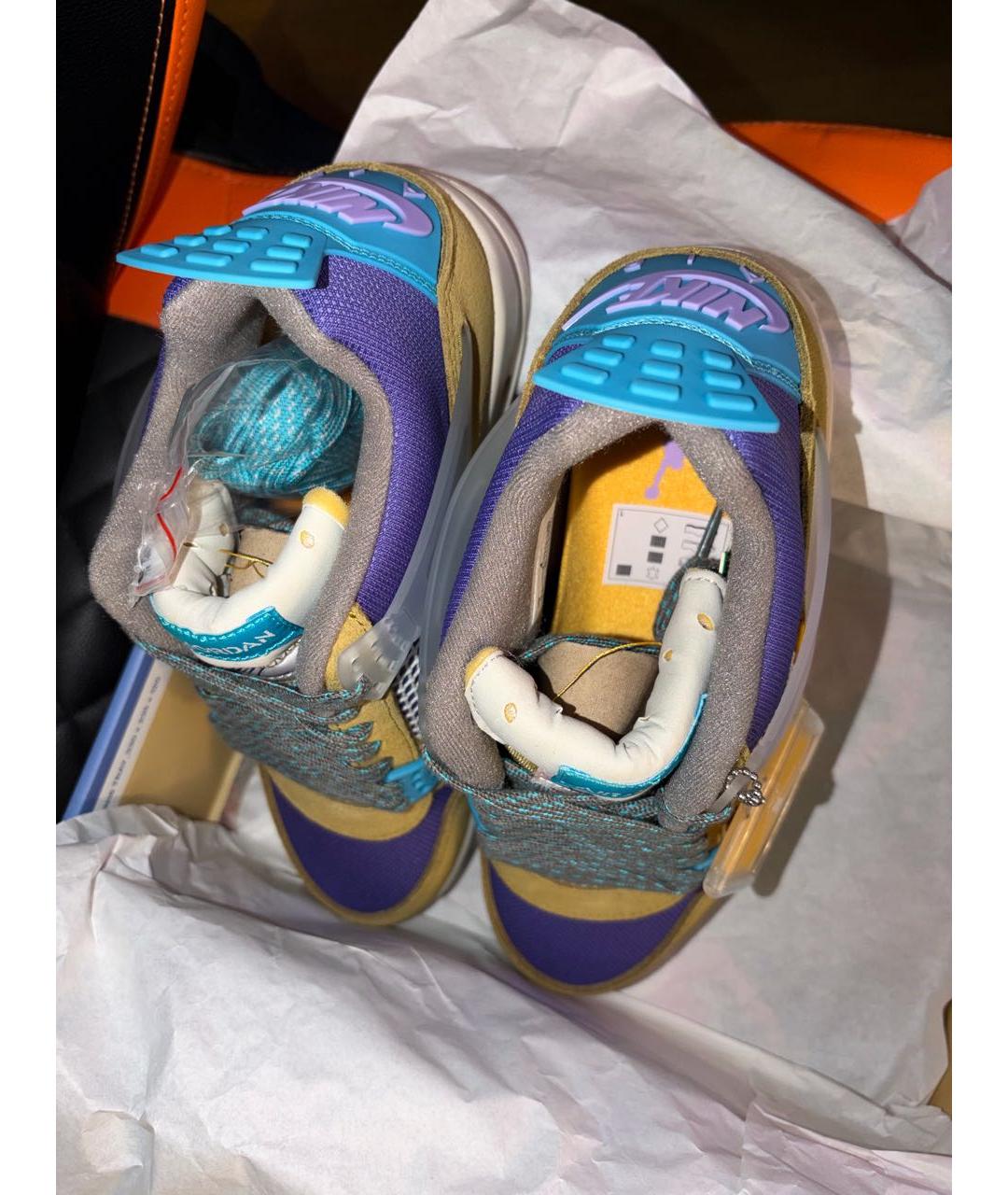 JORDAN Горчичные кожаные высокие кроссовки / кеды, фото 4