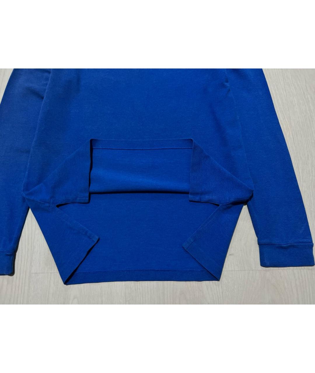 RALPH LAUREN Синее хлопковое поло с длинным рукавом, фото 5