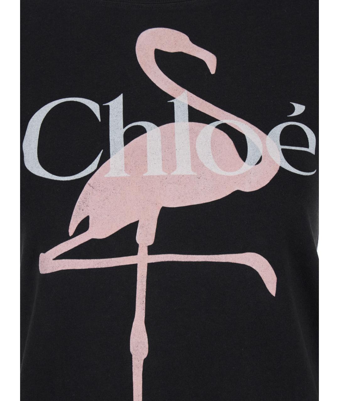 CHLOE Черная хлопковая футболка, фото 3