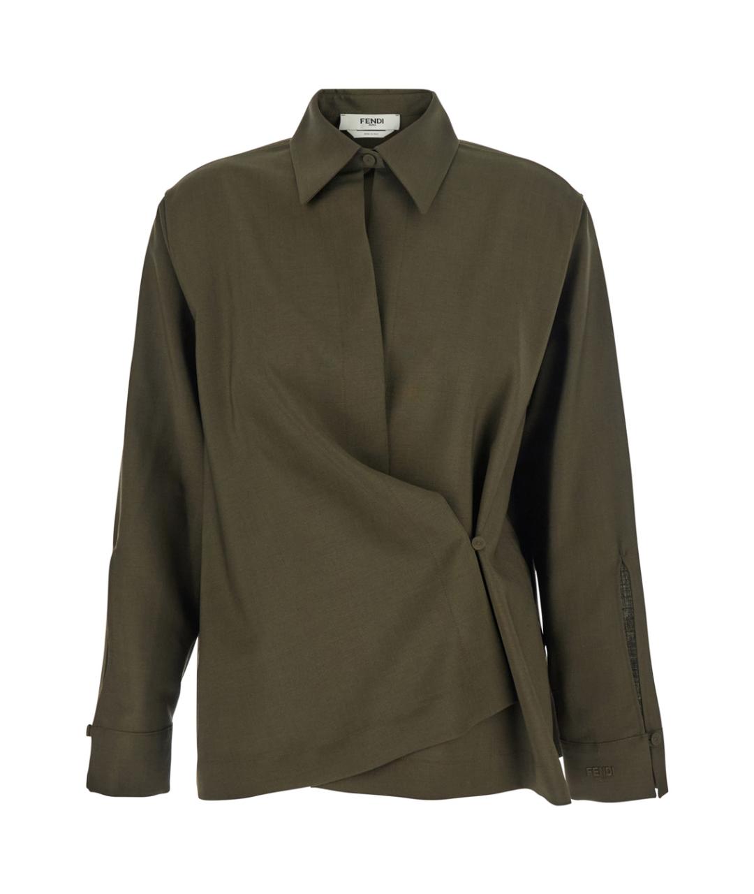 FENDI Зеленая шерстяная рубашка, фото 1