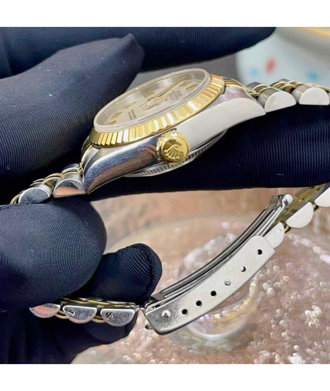 ROLEX Белые часы из желтого золота, фото 3