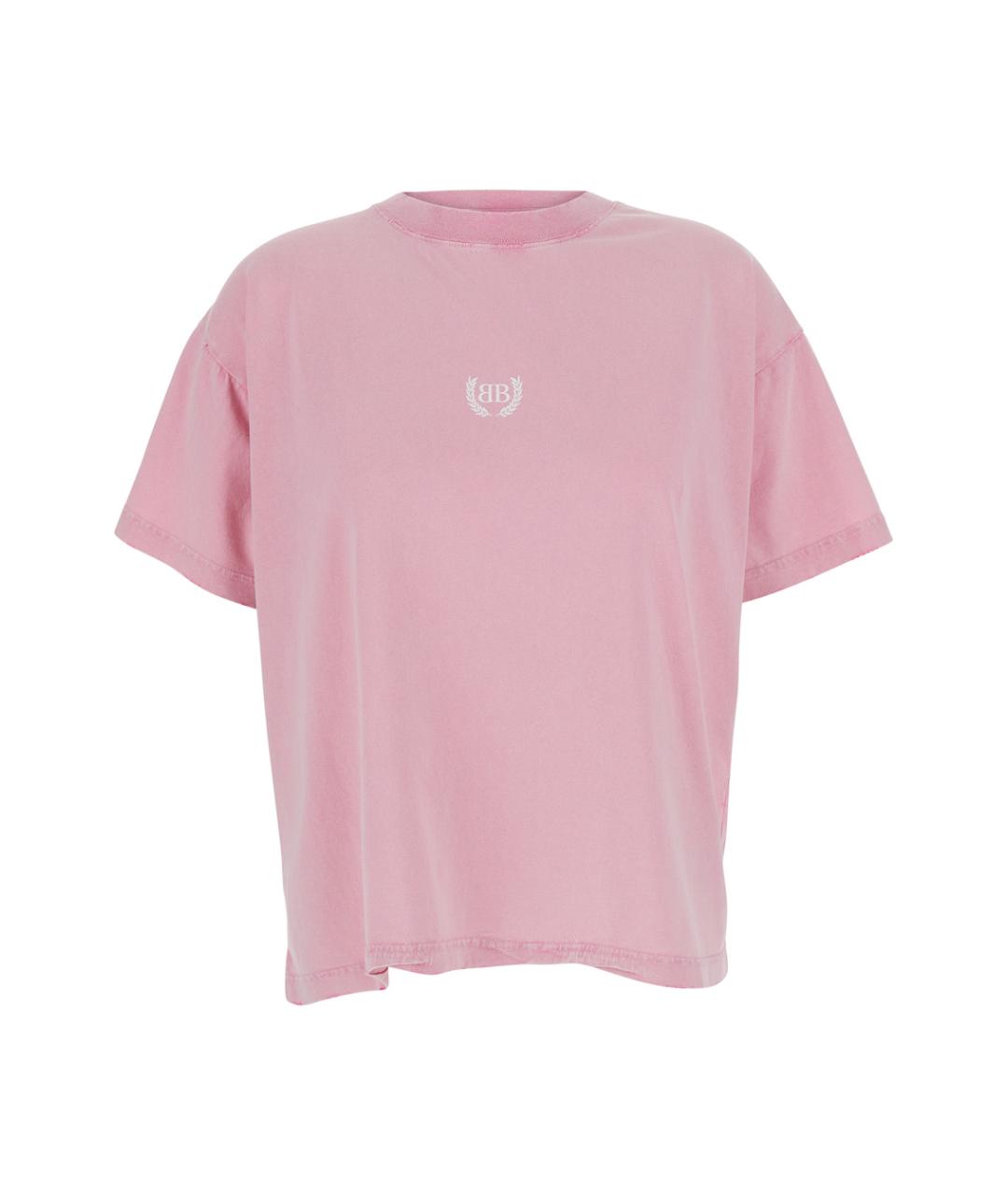 BALENCIAGA Розовая хлопковая футболка, фото 1