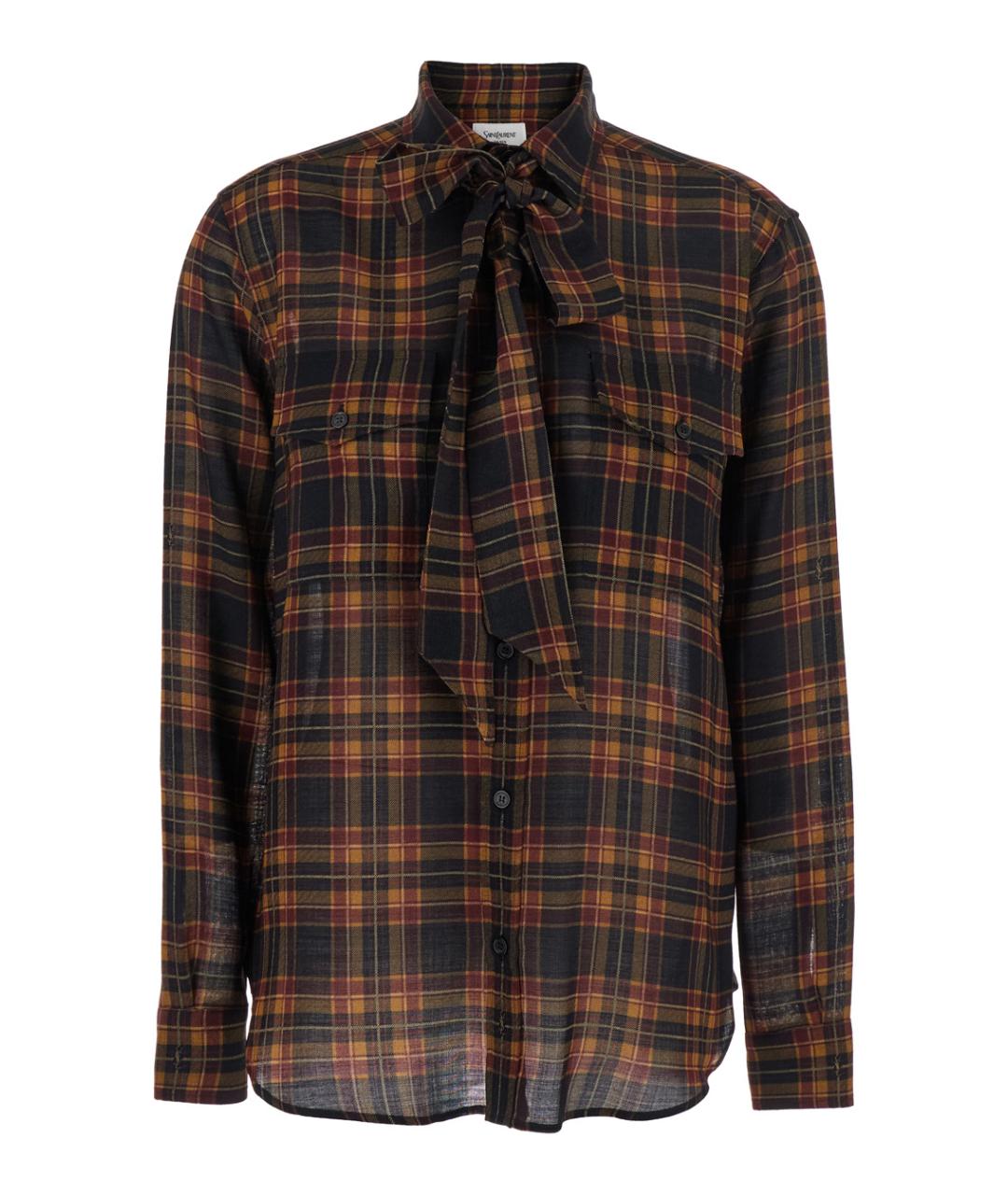 SAINT LAURENT Коричневая шерстяная рубашка, фото 1