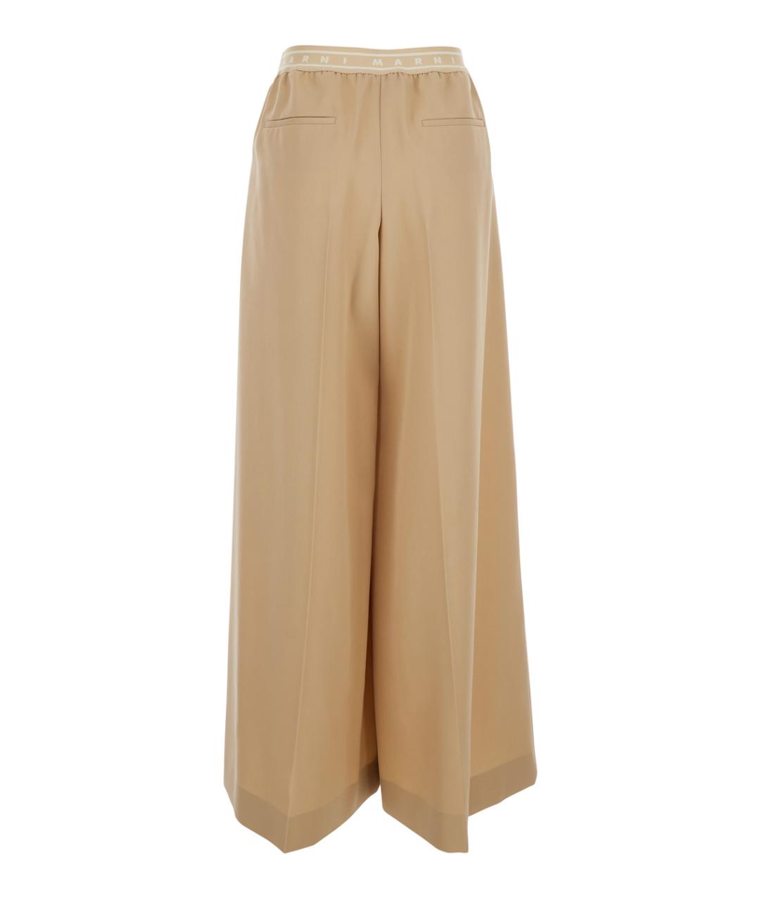 MARNI Бежевые шерстяные брюки широкие, фото 2