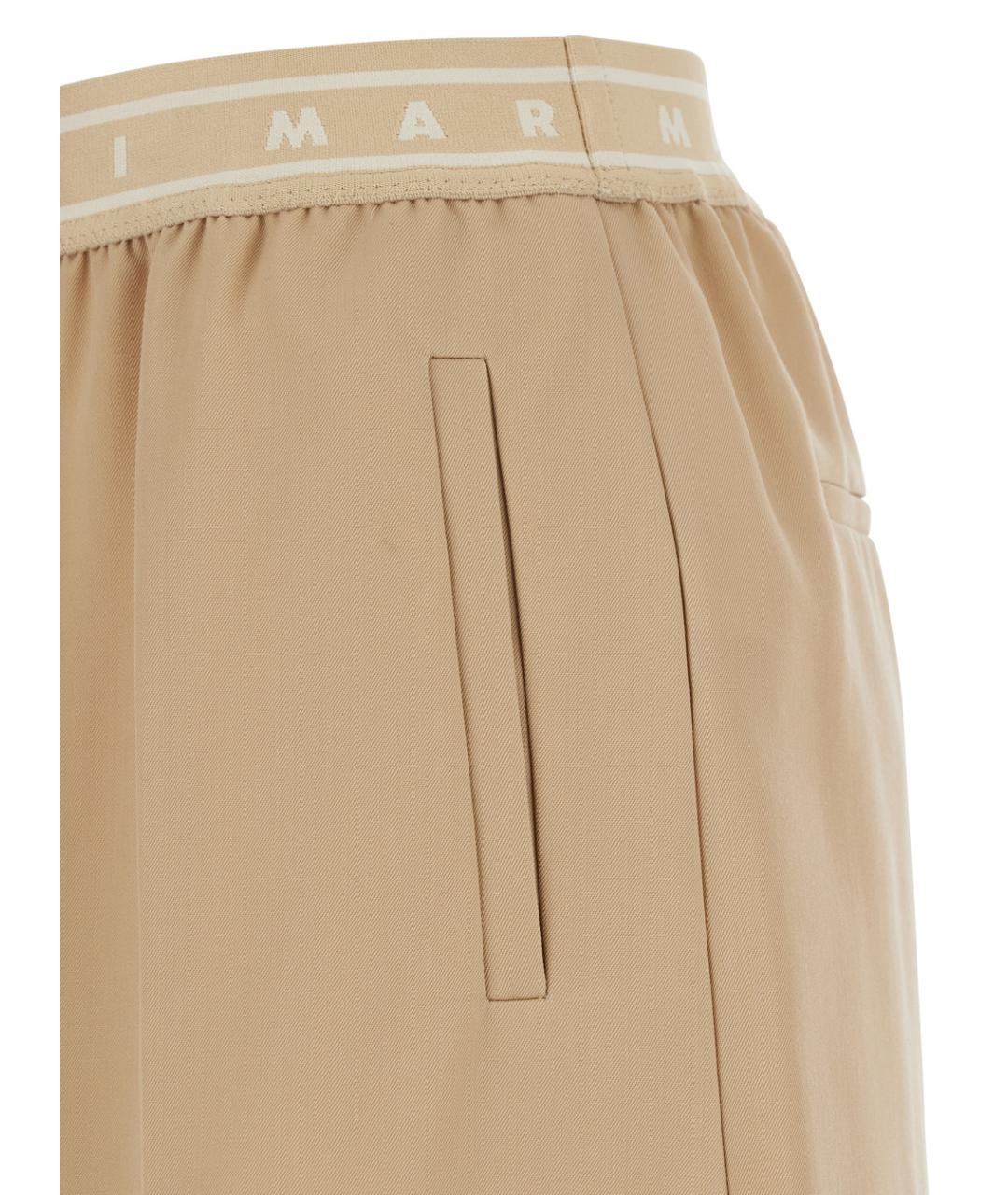 MARNI Бежевые шерстяные брюки широкие, фото 3
